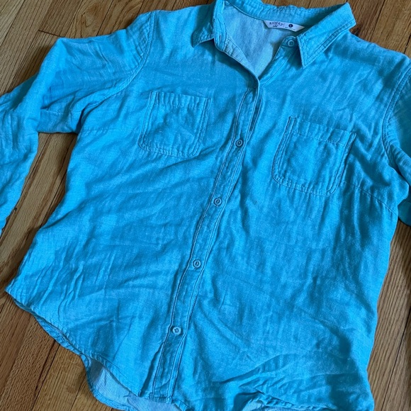 ✅button front pocket roll up sleeve shirt outdoor hiking work aqua ocean western - Picture 2 of 5